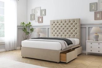 Comfort Beds Winslow Coniston Divan Base 4 Drawers - 26 Headboard in Cream | Size: King