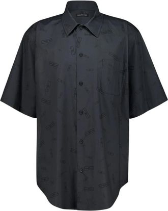 Balenciaga Katoenen T-shirt met Korte Mouwen - Heren - Korte mouwen Overhemden - Grijs - S - Katoen - Overhemden