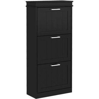 HOMCOM Slim Shoe Storage Cabinet with 3 Flip Drawers for Entryway, Black
