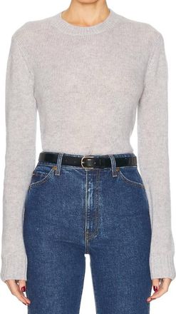 Enza Costa Cashmere Easy Long Sleeve Crew Neck Sweater In Heather Grey