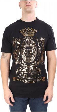 Philipp Plein Round Neck T-Shirt Crest - Heren - T-shirts - Zwart - L - Katoen - Tops