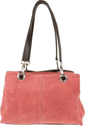 Girly HandBags Womens Italian Suede Leather Shoulder Bag (Coral)