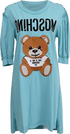 Moschino T-shirt Dress in Light Blue Cotton