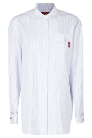 Dondup Striped Concealed Placket Oversized Cotton Shirt