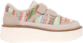 Pierre Dumas Womens Sweet Woven Platform Velcro Sneakers In Fuschia Combo