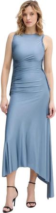 Victoria Beckham Asymmetrische Midi Jurk - Dames - Casual kleedjes - Blauw - L - Kleedjes