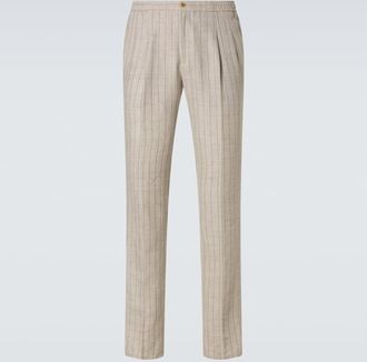 Rubinacci Striped linen and wool slim pants