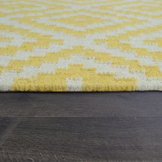 Paco Home Paco Home - Alfombra Tejida A Mano De Moda Con Flecos Dise&ntilde;o Marroqu&iacute; Moderno En Blanco Amarillo 120x170 Cm