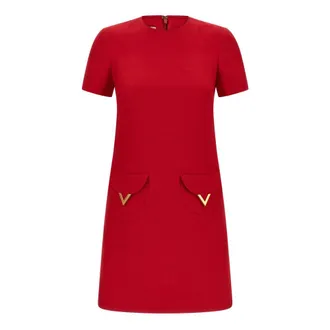Valentino Garavani Solid Crepe Couture Mini Dress - female - Valentino Garavani - Short Dresses - Red - 2XS - Dresses