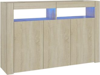 vidaXL Sideboard with led Lights Sonoma Oak 115.5x30x75 cm Vidaxl