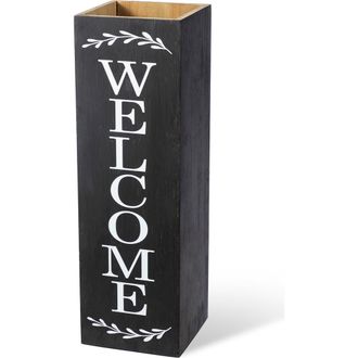 Glitzhome 24H Double Sided Solid Wood Boxed Welcome or Porch Sign in Black at Nordstrom