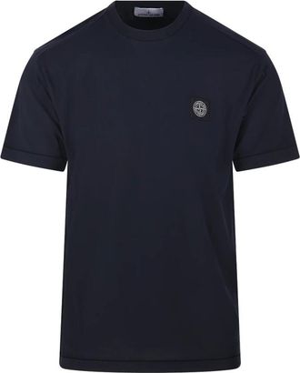 Stone Island T-Shirts, male, Blue, L, Navy Blue SS T-Shirt for Men