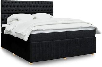 vidaXL Vidaxl - Cama Box Spring Con Colch&oacute;n Tela Negro 200x200 Cm