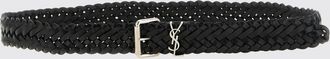 Saint Laurent Cintura in pelle di vitello con fibbia monogram YSL
