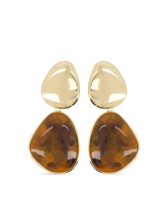 Self Portrait Gold Tiger Eye Tiered Earrings