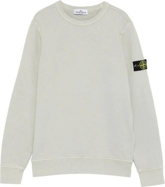 Stone Island Kids Sweatshirts, male, Gray, 10 Y, Crew Neck Logo-Patch Sweatshirt