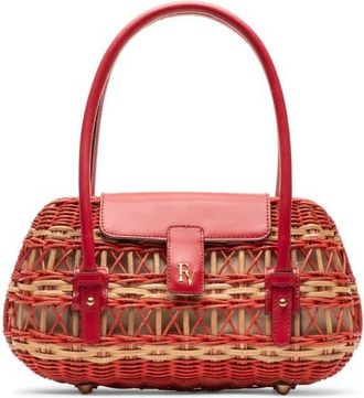 Frances Valentine Tweety Basket Wicker & Leather Handbag in Red/toast at Nordstrom
