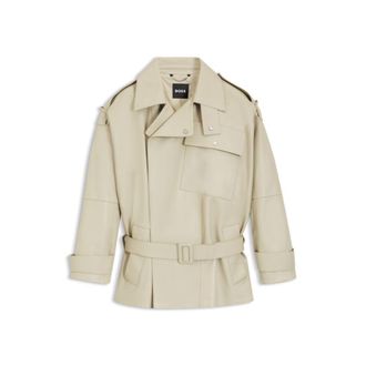 BOSS Short trench coat in leather