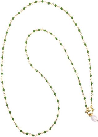 Nialaya CZ Pearl Wrap Necklace in Green at Nordstrom