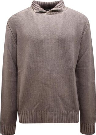 Dondup Wollen Trui Dolcevita Stijl - Heren - Ronde hals truien - Grijs - M - Wol - Truien & Vesten