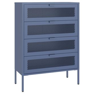 Happy Garden Zapatero de 4 puertas en metal azul gris&aacute;ceo