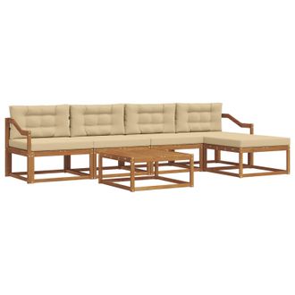 vidaXL Conjunto De Sof&aacute;s De Exterior Con Coj&iacute;n 6 Pcs Natural Y Beige Vidaxl