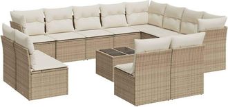 vidaXL Set Sof&aacute;s De Jard&iacute;n Con Cojines 13 Pzas Rat&aacute;n Sint&eacute;tico Beige Vidaxl