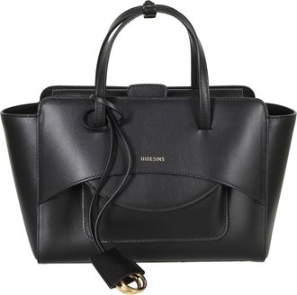 Hidesins Black Rectangular Flap M Two-Tone Leather Shoulder Bag