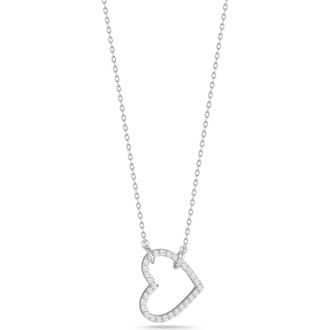 Sphera Milano Cubic Zirconia Open Heart Pendant Necklace in Silver at Nordstrom Rack