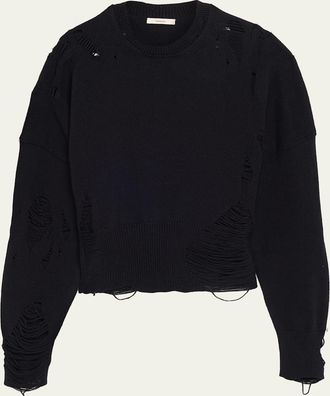 Haikure Marcy Distressed Wool Crewneck Sweater