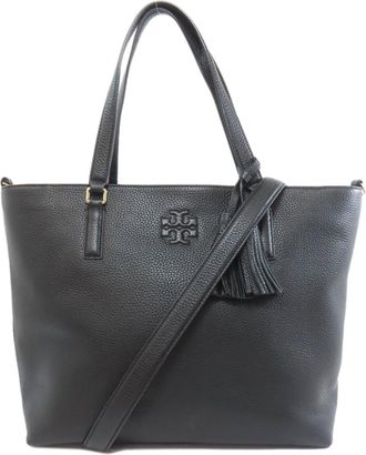 Tory Burch Black Leather Tote Bag (Pre-Owned)