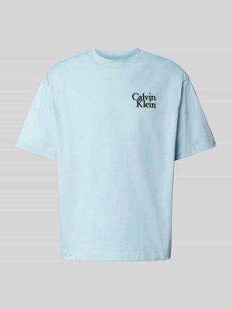 Calvin Klein Jeans T-Shirt mit Label-Stitching in Hellblau, Gr&ouml;&szlig;e M