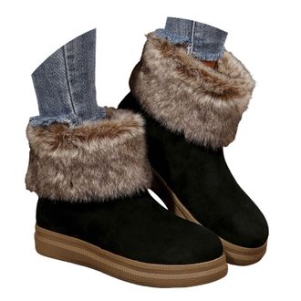 Generic Winter Boots for Women Uk,Ladies Boots,Ankle Boot for Women Uk,Faux Fur Womens Winter Snow Boot,Lined Warm Ankle Booties With Platform Sole,Comfy Non 