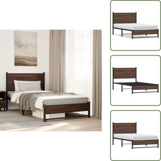 vidaXL Letto con doghe in metallo - vidaXL Giroletto senza Materasso in Metallo Rovere Marrone 100x190 cm - Letto con supporto schiena