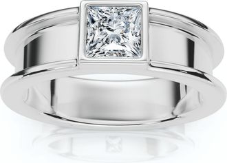 Pompeii3 Mens Certified Bezel Set Diamond Solitaire Wedding Ring 14k Gold Lab Grown