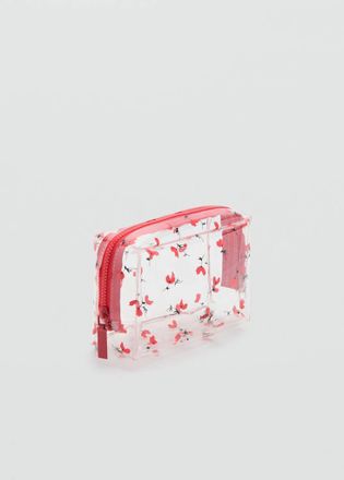 Mango Necessaire piccolo floreale trasparente rosso - Donna - Taglia unica - MANGO