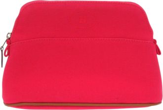 Herm&egrave;s Brown Orange Cotton Pouch (Pre-Owned)