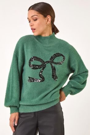 Roman Festive Sequin Bow Knit Jumper