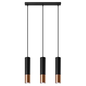 Sollux Lighting Lámpara de techo negro, cobre acero alt. 90 cm