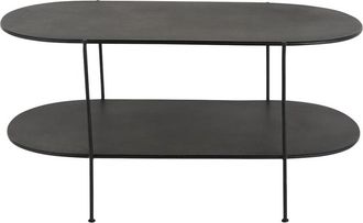 Decoclico Mesa de centro ovalada de doble tablero de metal negro