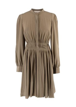 Vanessa Bruno Khaki Belted Silk Shirt Dress Size XS