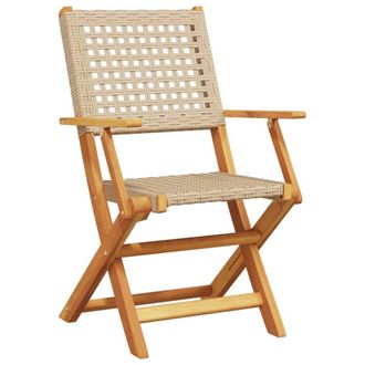 Berkfield Home Beautiful 3 Piece Bistro Set Beige Poly Rattan & Solid Wood