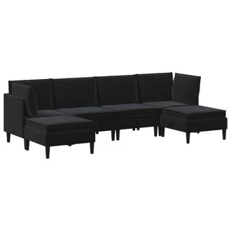 vidaXL Juego De Muebles De Sal&oacute;n Con Coj&iacute;n 6 Pcs Negro Terciopelo Vidaxl