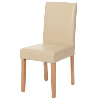 Hhg Silla De Comedor Littau, Silla De Cocina, Polipiel, Crema, Patas Claras