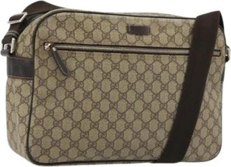 Gucci Pre-owned Vintage GG Canvas Shoulder Bag - Dames - Vintage Schoudertas - Bruin - ONE Size - Leer - Vintage