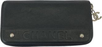 Chanel Black Grained Calfskin Long Wallet (Bi-Fold) (Pre-Owned)