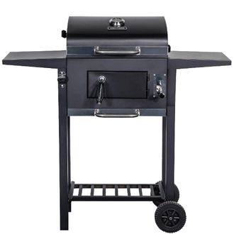 George Foreman Large Charcoal Portable BBQ Lid Cover & Adjustable Grill GFCSBBQL in Black