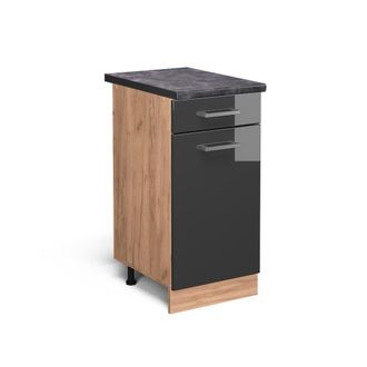 Vicco Mueble Bajo De Cocina R-line, Antracita Alto Brillo, 40 Cm, Et Antracita