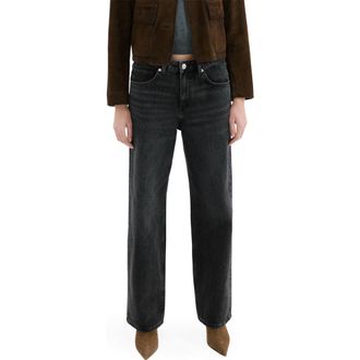 Mango River Straight Leg Jeans in Black Denim at Nordstrom, Size 12