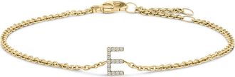 House of Brilliance 10K Gold Diamond Accent A-Z Initial Charm and Link Bracelet in Yellow | E at Nordstrom